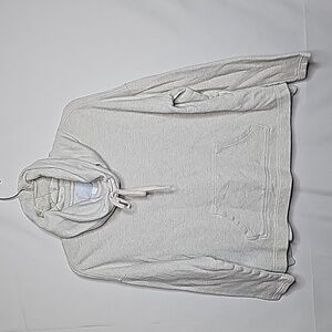 Anthropologie Sunday cream cowl pullover sweatshirt metallic silver stripes sz L